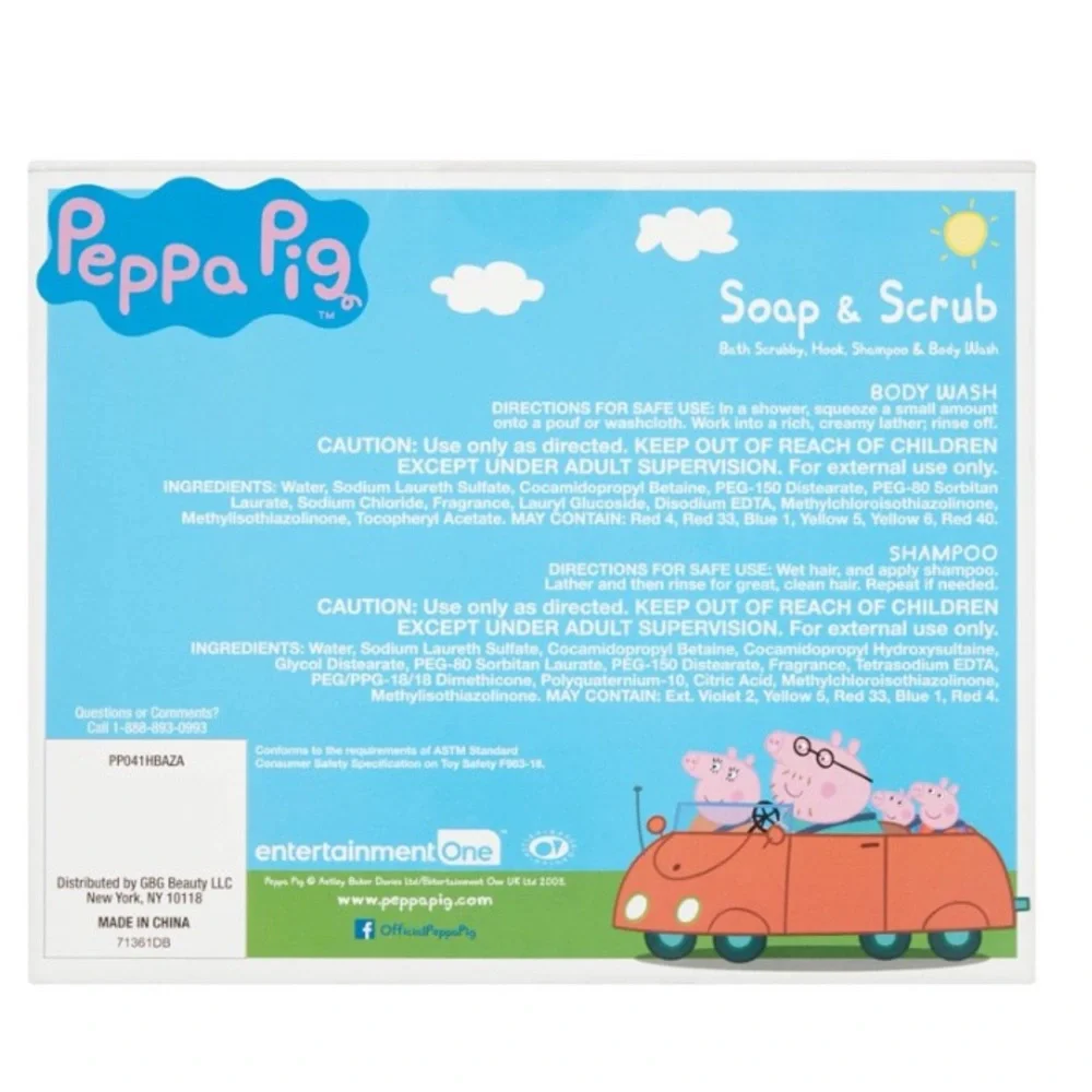 Peppa Pig Soap & Scrub Shampoo and Body Wash Bath Set, 4pcs